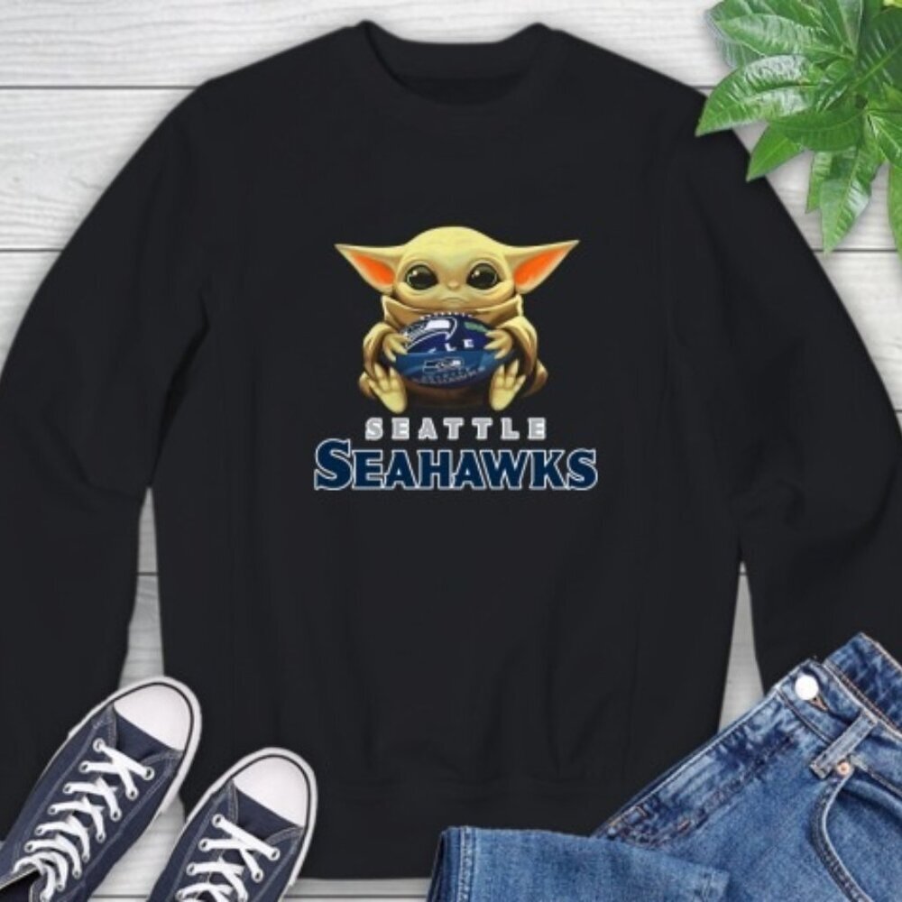 NFL Seattle Seahawks Baby Yoda Star Wars Christmas Football Sweatshirt 159